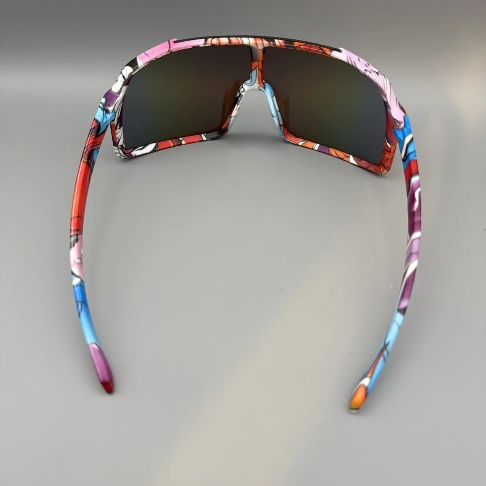 MULTICOLOR GRAFFITI UV400 Shield SUNGLASSES Mirror Lense Sports- Cycle - HOT